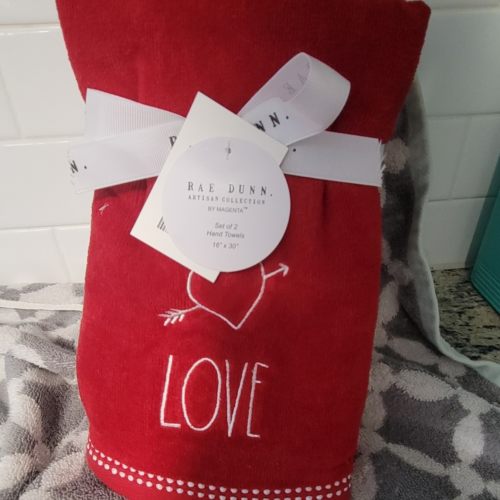 Rae Dunn Love Hand Towels
